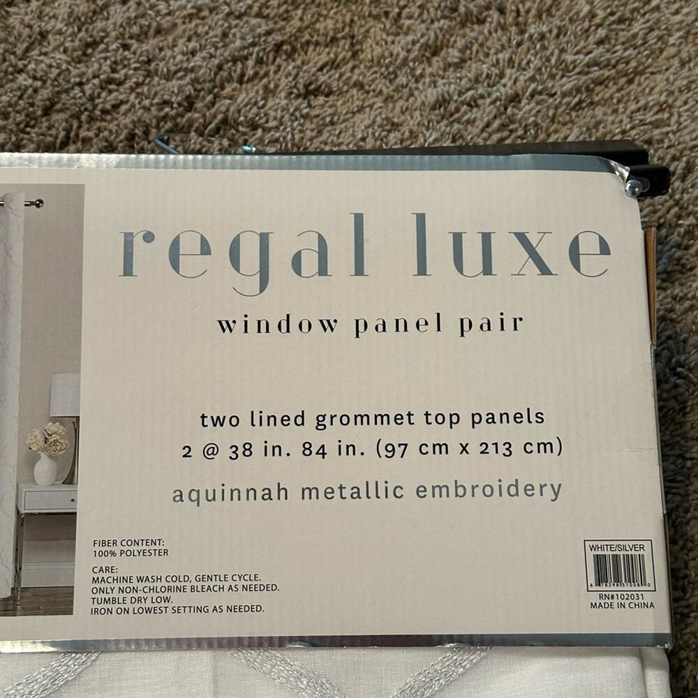 Regal Luxe White Window Panel Pair NWT - Picture 2 of 4